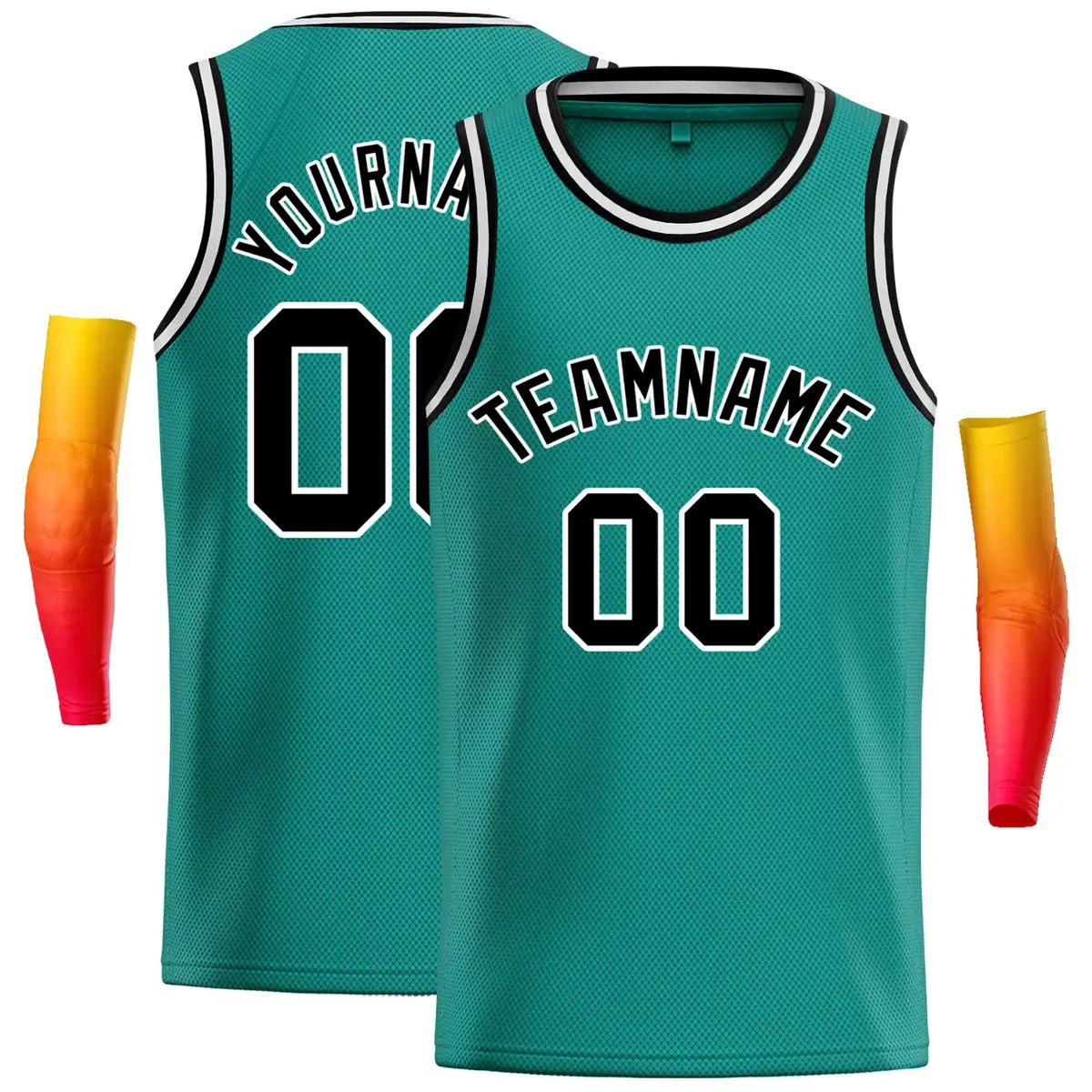 Teal Black-White Classic Casual Basketball Jersey