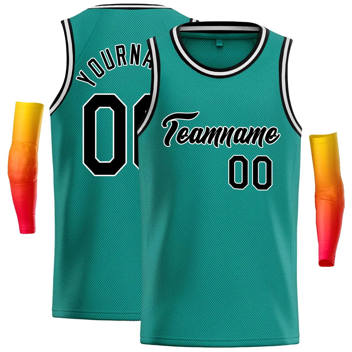 Teal Black-White Classic Casual Basketball Jersey