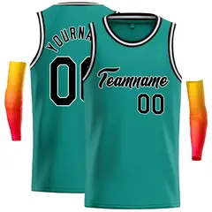 Teal Black-White Classic Casual Basketball Jersey