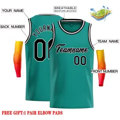 Teal Black-White Classic Casual Basketball Jersey 2