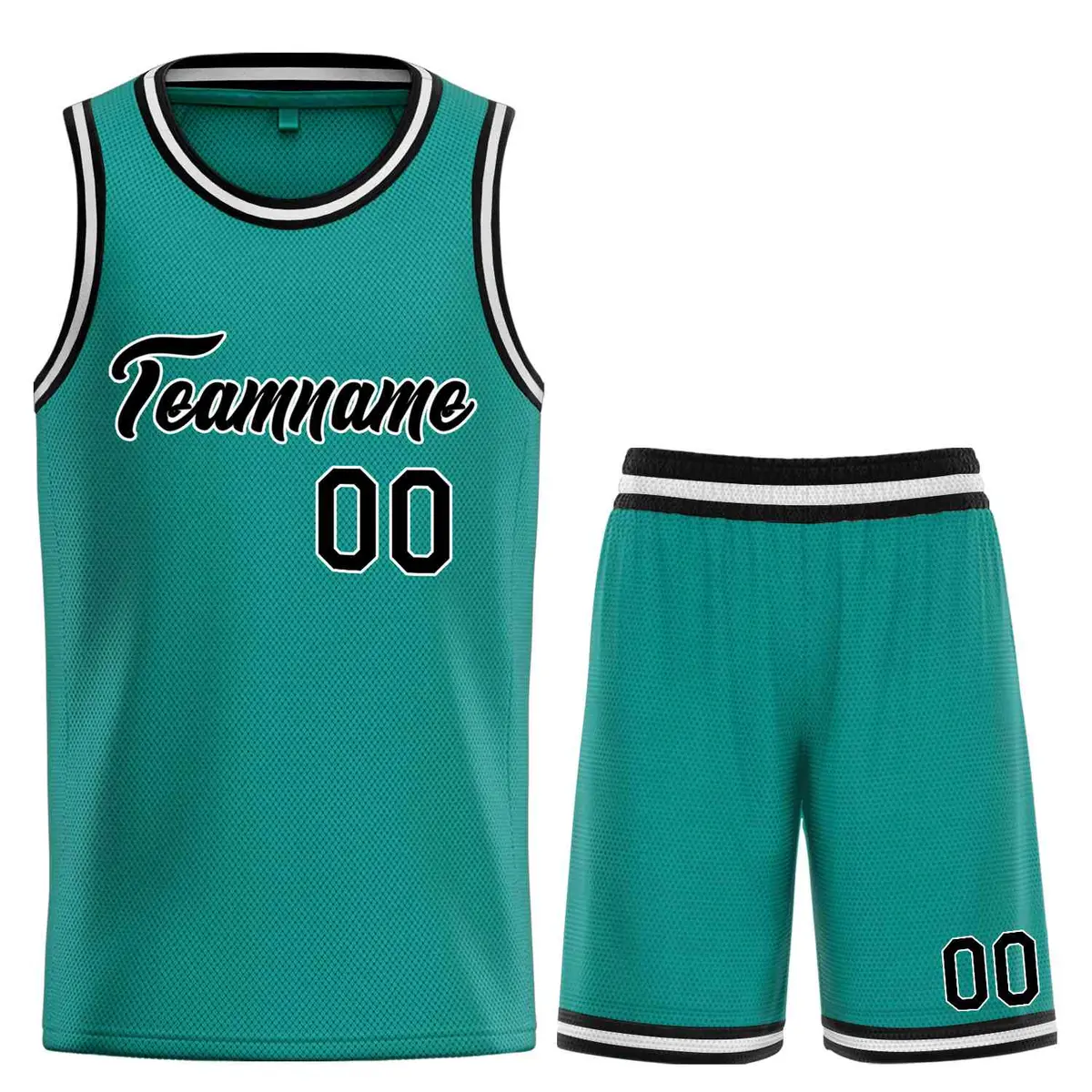 Teal Black-White Classic Heal Sports Basketball Jersey