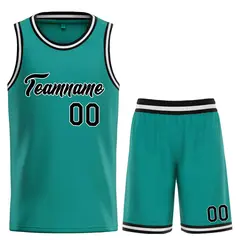 Teal Black-White Classic Heal Sports Basketball Jersey 1