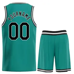 Teal Black-White Classic Heal Sports Basketball Jersey 2