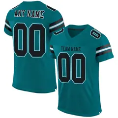 Teal Black-White Classic Style Mesh Football Jersey 1