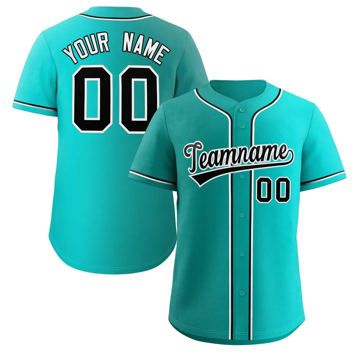 Teal Black-White Gradient Fashion Authentic Baseball Jersey