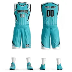 Teal Black-White Graffiti Angular Element Basketball Jersey
