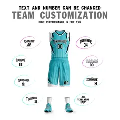 Teal Black-White Graffiti Angular Element Basketball Jersey 4