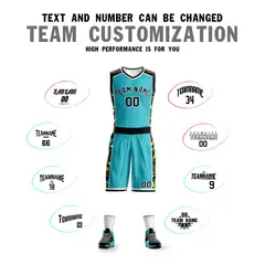 Teal Black-White Graffiti Lightning Basketball Jersey 4