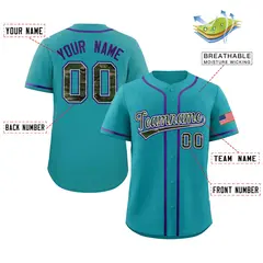 Teal Camo Font Authentic Baseball Jersey 2