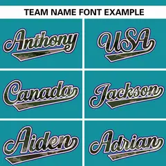 Teal Camo Font Authentic Baseball Jersey 3