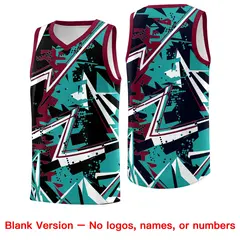 Teal Crimson Abstract Graffiti Sublimation Basketball Jersey 6