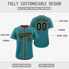 Teal Crimson Striped Reversible Baseball Jersey 3