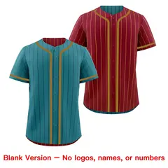 Teal Crimson Striped Reversible Baseball Jersey 9