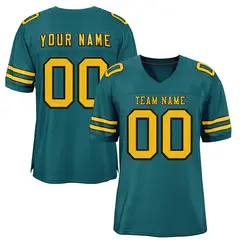 Teal Gold-Black Classic Mesh Authentic Football Jersey