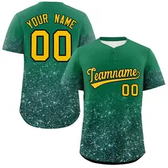 Teal Gold Gradient Sparkle-Effect Authentic Baseball Jersey 1
