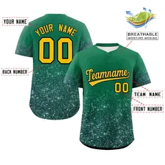 Teal Gold Gradient Sparkle-Effect Authentic Baseball Jersey 2