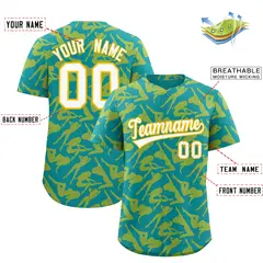 Teal Gold Graffiti Pattern Authentic Baseball Jersey 2