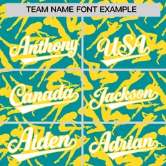 Teal Gold Graffiti Pattern Authentic Baseball Jersey 3
