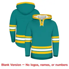 Teal Gold Wrinkle-Resistant Lace-Up Neck Hockey Hoodie 7
