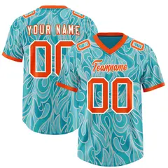 Teal Graffiti Pattern Authentic Football Jersey 1