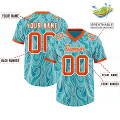 Teal Graffiti Pattern Authentic Football Jersey 2