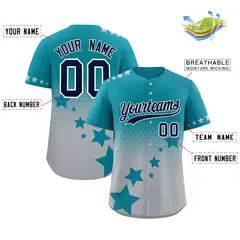 Teal Gray Navy Rising Stars Gradient Fashion Baseball Jersey 2