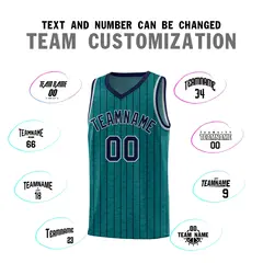 Teal Gray Pinstripe Retro Uniform Basketball Jersey 4