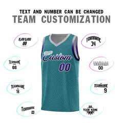 Teal Gray Wave Pattern Basketball Uniform Jersey 4