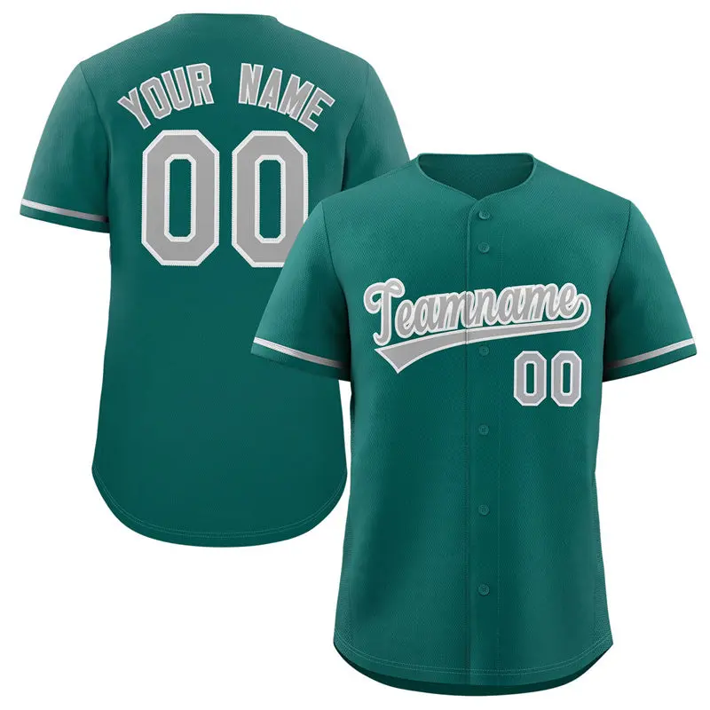 Teal Gray-White Authentic Classic Baseball Jersey