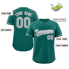 Teal Gray-White Authentic Classic Baseball Jersey 2