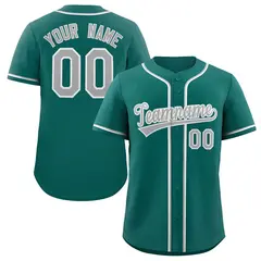 Teal Gray-White Authentic Classic Baseball Jersey 1