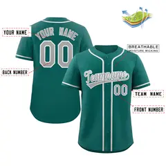 Teal Gray-White Authentic Classic Baseball Jersey 2