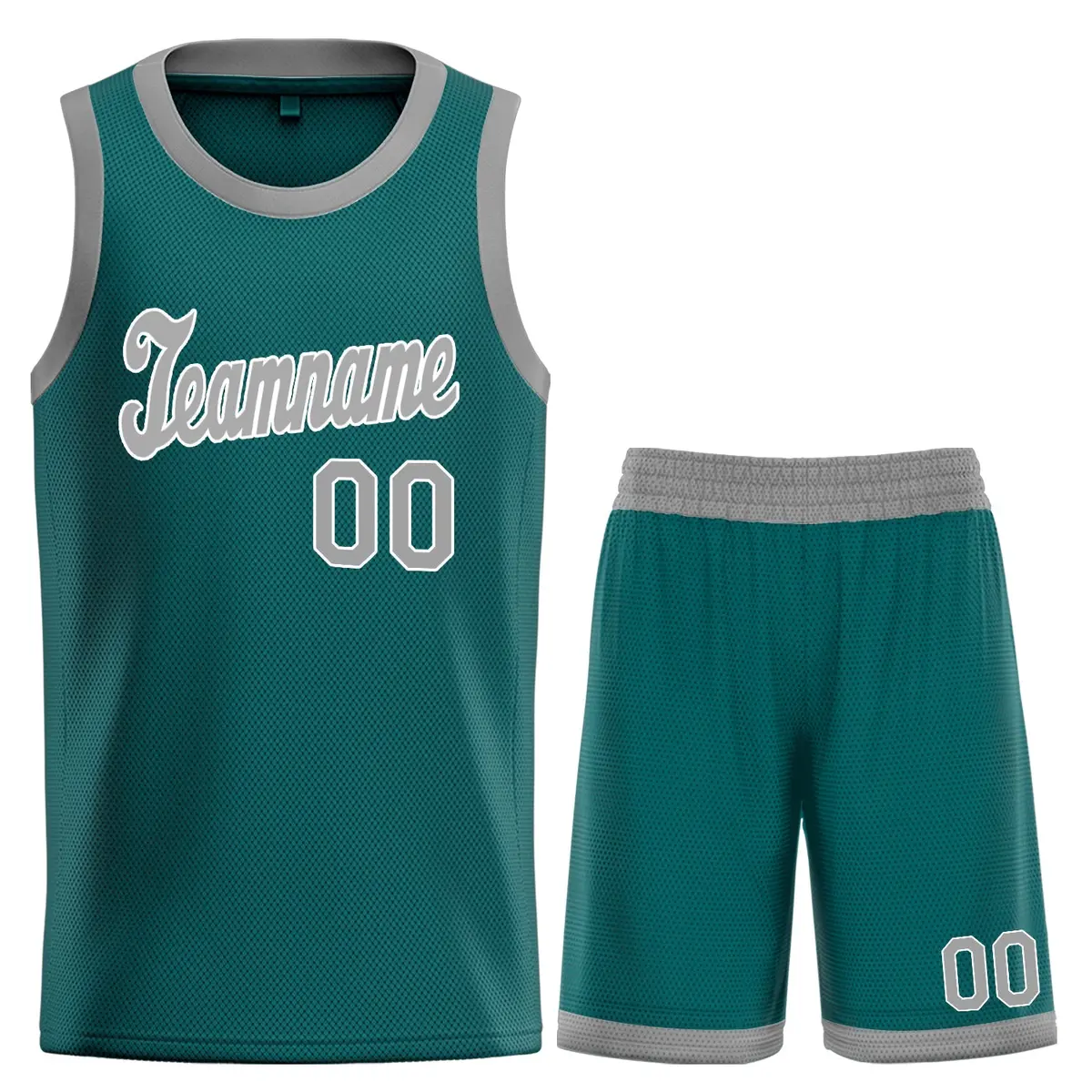 Teal Gray-White Classic Breathable Basketball Jersey