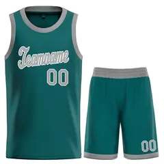 Teal Gray-White Classic Breathable Basketball Jersey
