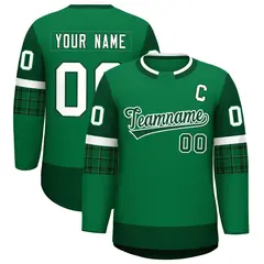 Teal Green Raglan Sleeves Round-Neck Hockey Jersey