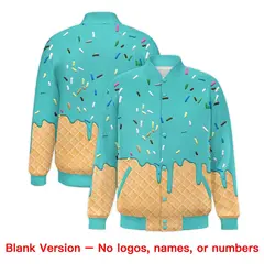 Teal Ice Cream Cone Graffiti Full-Snap Varsity Letterman Jacket 7