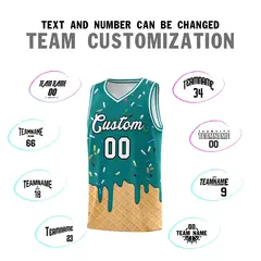 Teal Ice Cream Element Pattern Basketball Kits 4