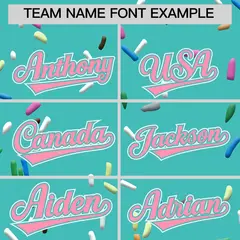 Teal Light Pink Ice Cream Pattern V-Neck Hockey Jersey 3