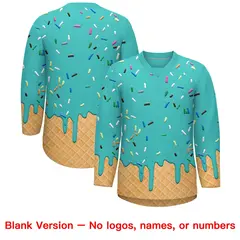 Teal Light Pink Ice Cream Pattern V-Neck Hockey Jersey 7