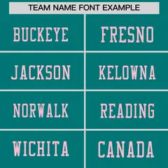 Teal Light Pink Sequin Lettering Football Jersey 3