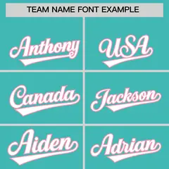 Teal Light Pink Star Pattern Thick Stripes Baseball Jersey 3