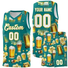 Teal National Beer Day Beer Bubble Basketball Jersey