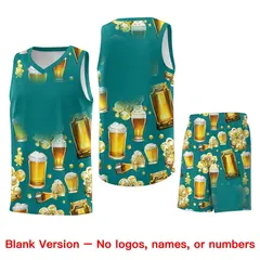 Teal National Beer Day Beer Bubble Basketball Jersey 7