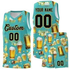 Teal National Beer Day Beer Bubble Basketball Jersey