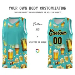 Teal National Beer Day Beer Bubble Basketball Jersey 2
