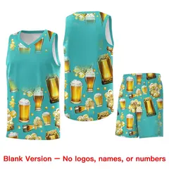 Teal National Beer Day Beer Bubble Basketball Jersey 7