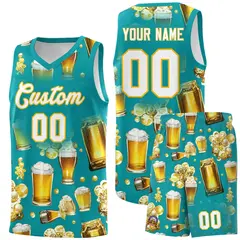 Teal National Beer Day Beer Bubble Basketball Jersey