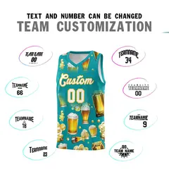 Teal National Beer Day Beer Bubble Basketball Jersey 4