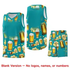 Teal National Beer Day Beer Bubble Basketball Jersey 7
