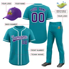 Teal Navy Baseball Jersey Pants Hat Uniform Package 2